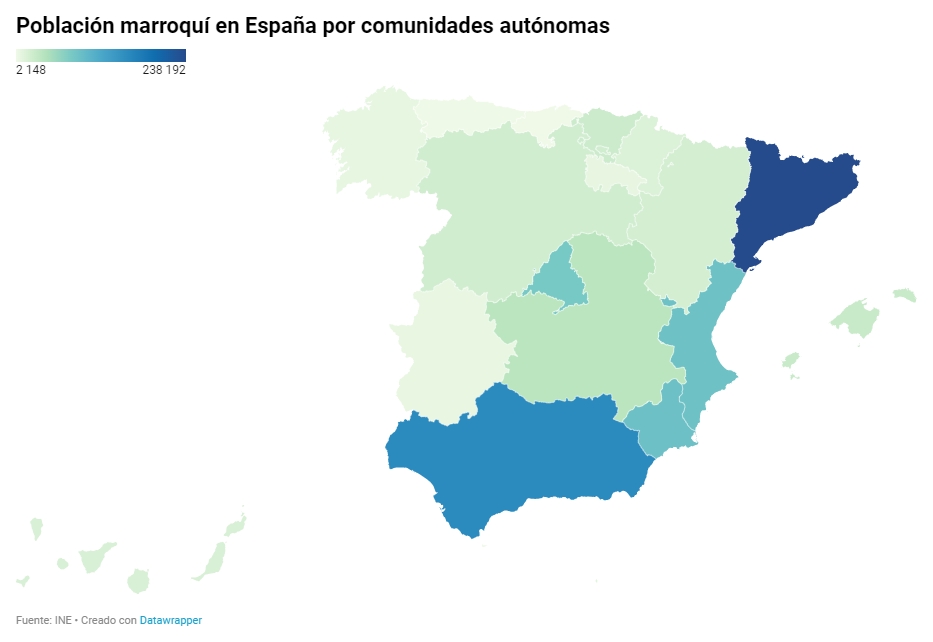 Dónde viven mas marroquíes en España